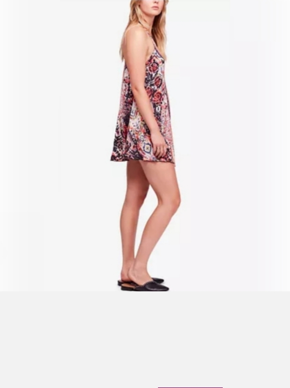 NWT Free People Floral V-Neck Slip Dress in Multicolor Size M - Picture 3 of 4
